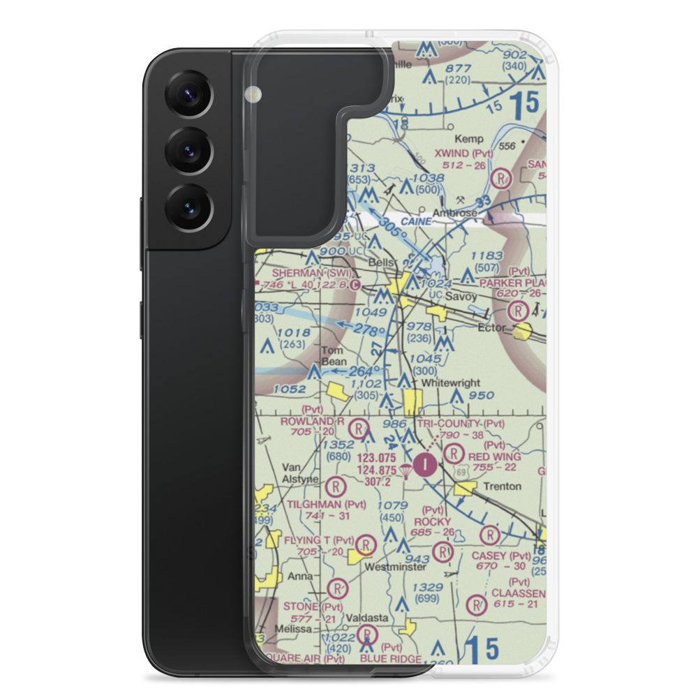 Mag Drop Airport (20TA) VFR Sectional Samsung Case Samsung Galaxy S22 Plus model shown