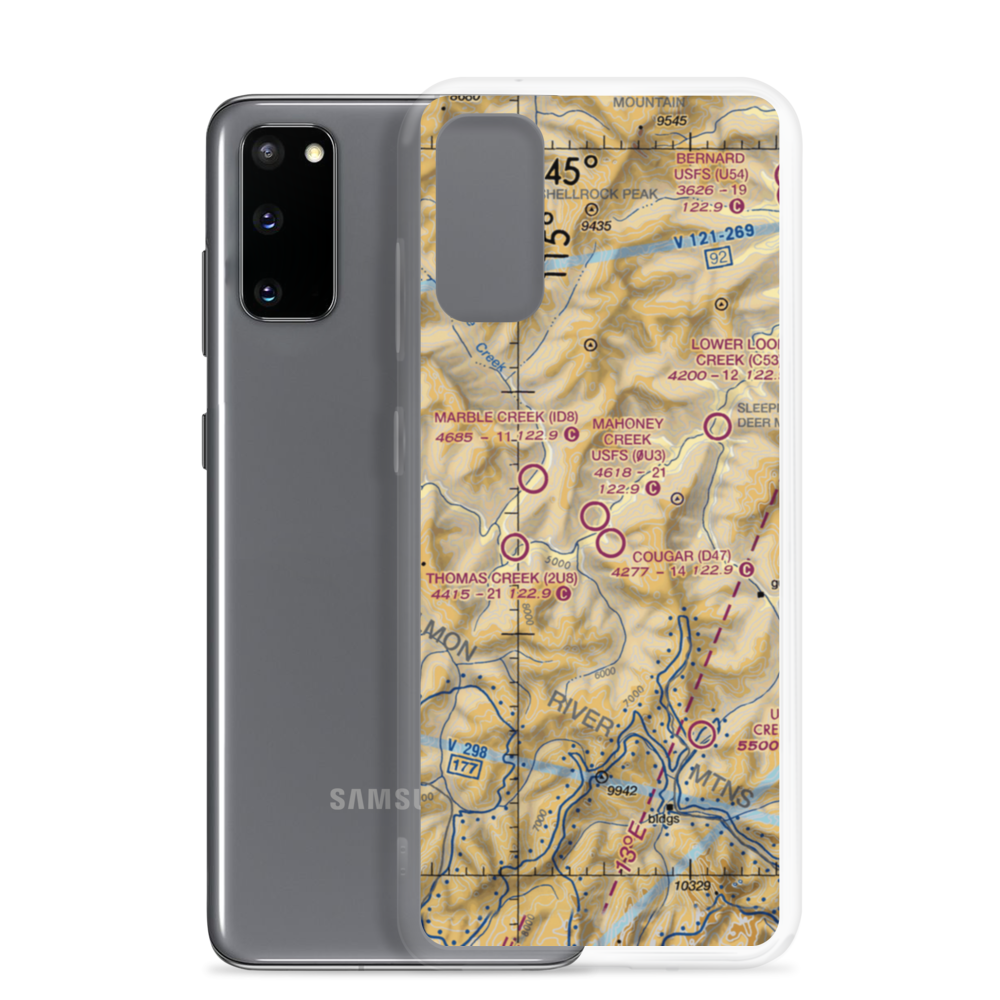 Mahoney Creek US Forest Service Airport (0U3) VFR Sectional Samsung Case Samsung Galaxy S20 model shown