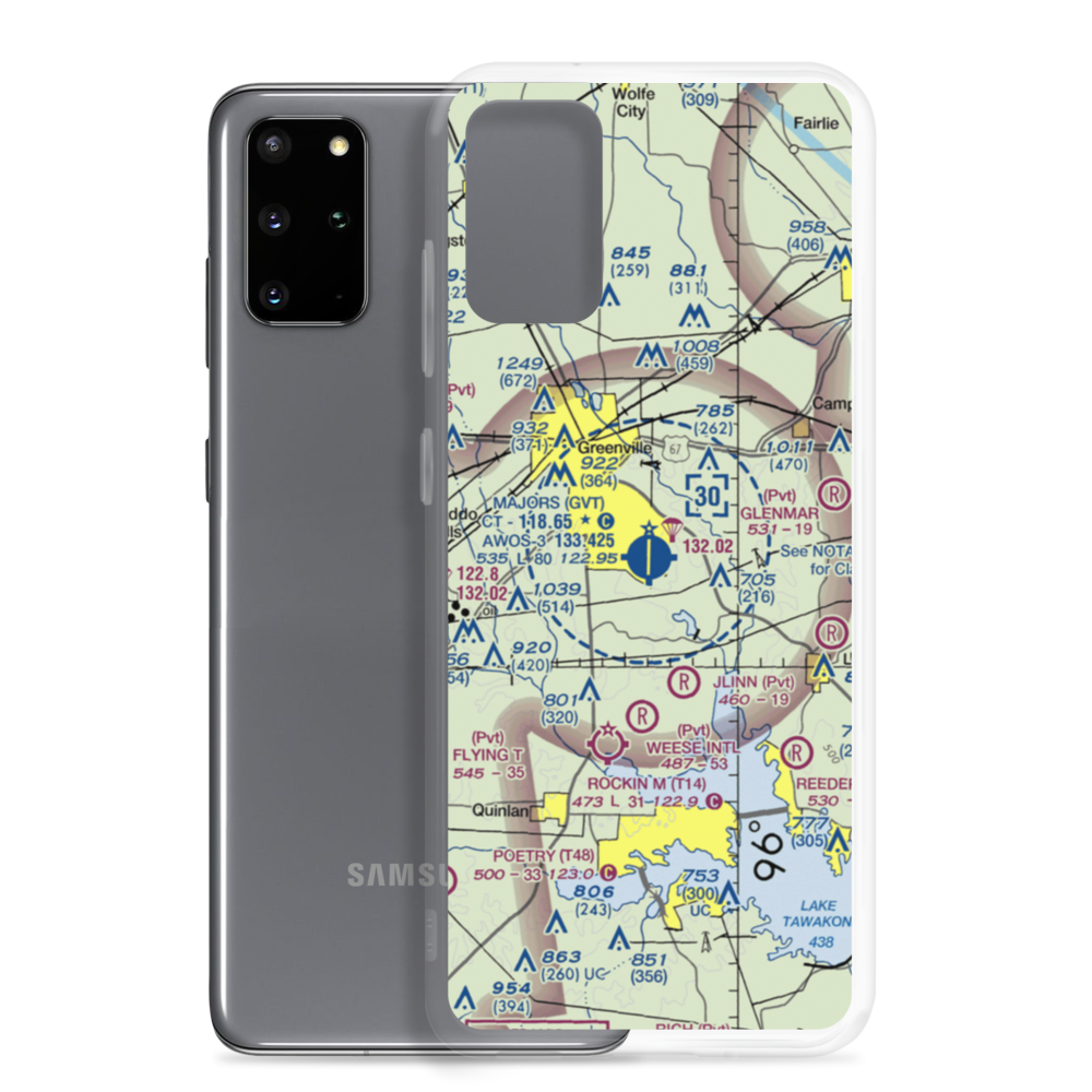 Majors Airport (GVT) VFR Sectional Samsung Case Samsung Galaxy S20 Plus model shown