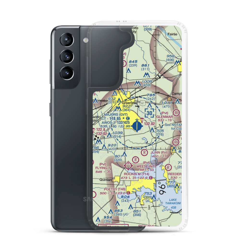 Majors Airport (GVT) VFR Sectional Samsung Case Samsung Galaxy S21 model shown