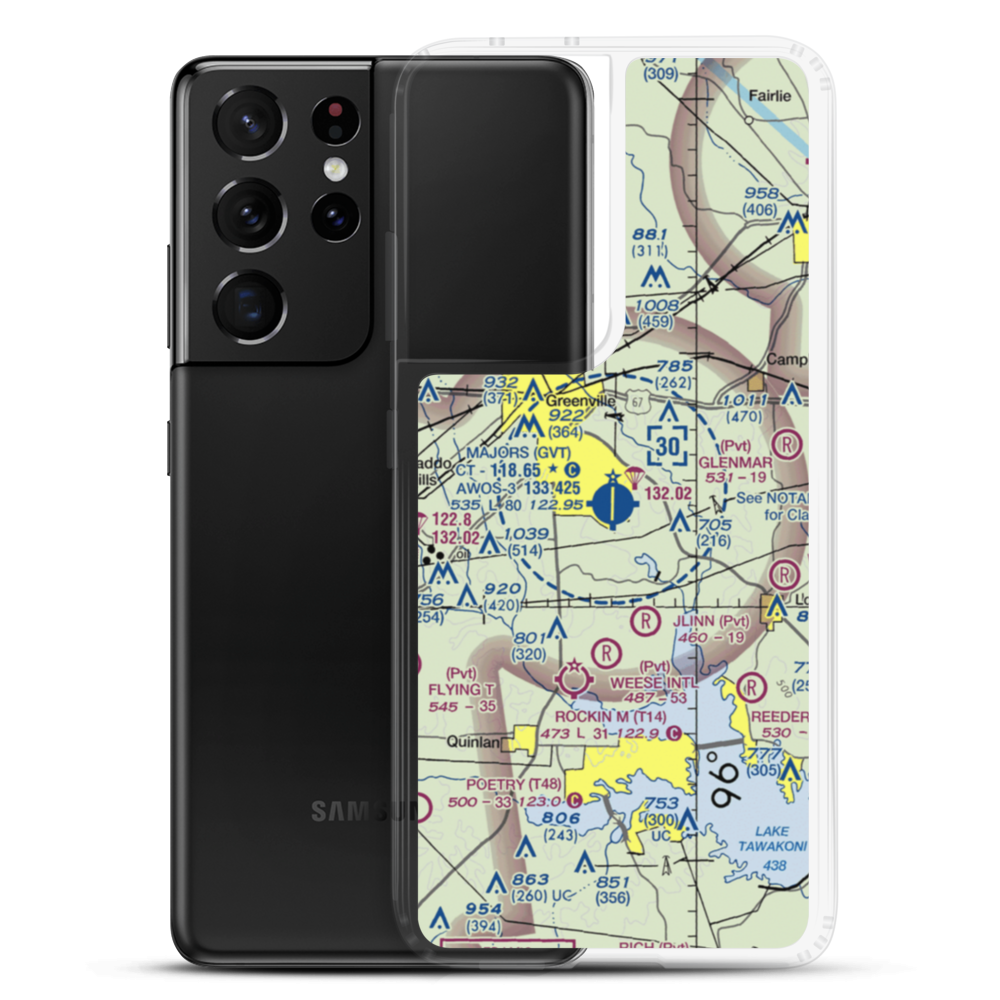 Majors Airport (GVT) VFR Sectional Samsung Case Samsung Galaxy S21 Ultra model shown