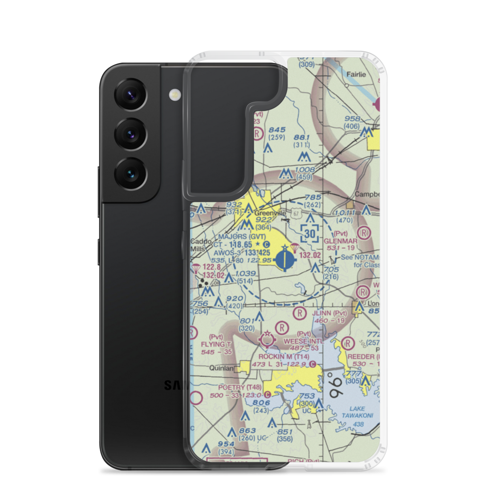 Majors Airport (GVT) VFR Sectional Samsung Case Samsung Galaxy S22 model shown