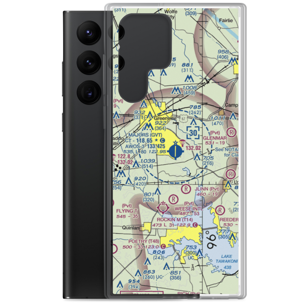 Majors Airport (GVT) VFR Sectional Samsung Case Samsung Galaxy S22 Ultra model shown