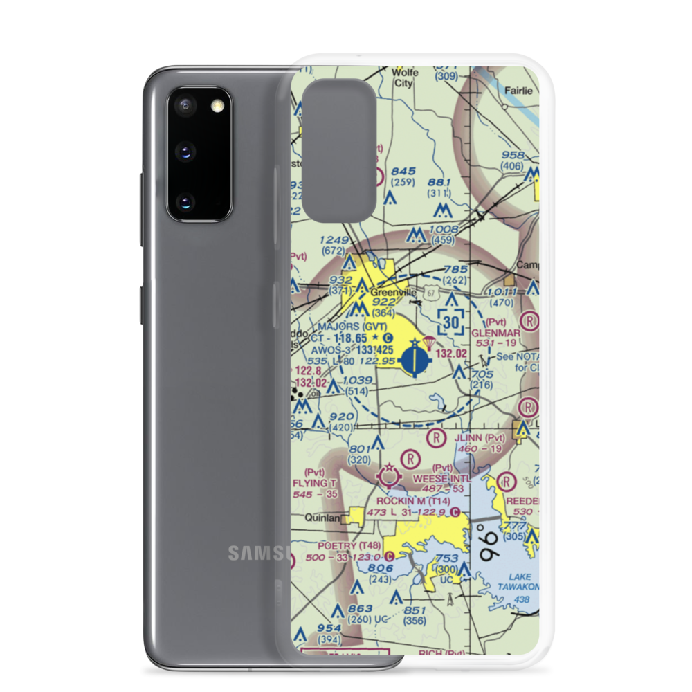 Majors Airport (GVT) VFR Sectional Samsung Case Samsung Galaxy S20 model shown