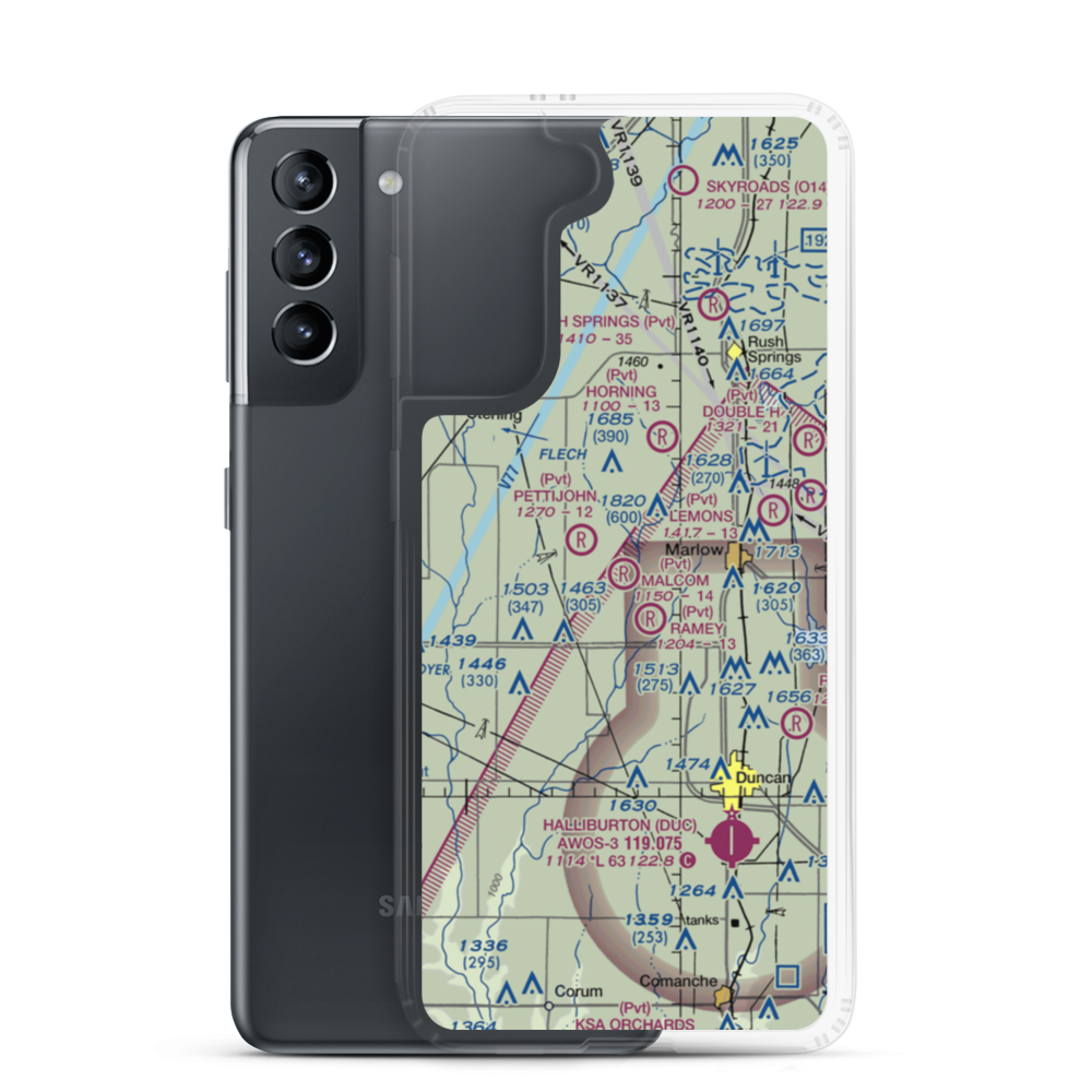 Malcom Farm Airport (OK91) VFR Sectional Samsung Case Samsung Galaxy S21 model shown