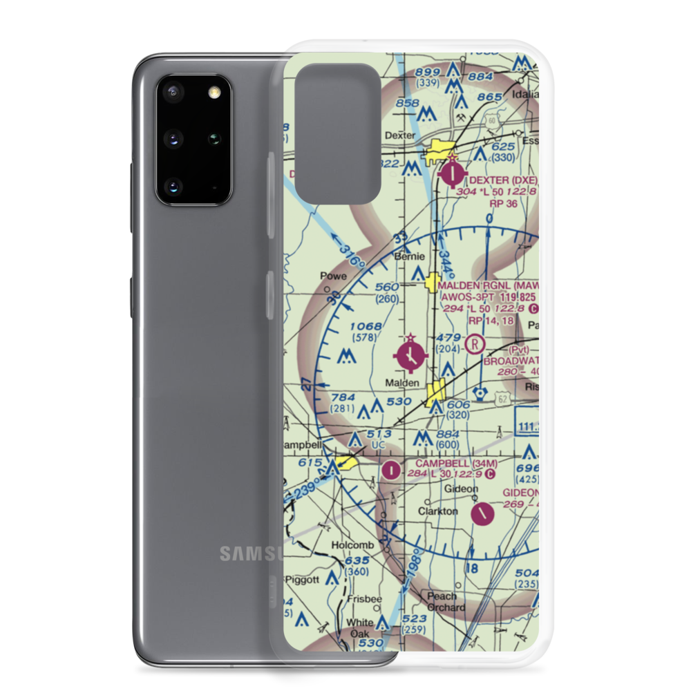 Malden Regional Airport (MAW) VFR Sectional Samsung Case Samsung Galaxy S20 Plus model shown