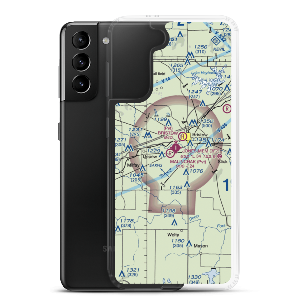 Malinchak Private Airport (OK69) VFR Sectional Samsung Case Samsung Galaxy S21 Plus model shown