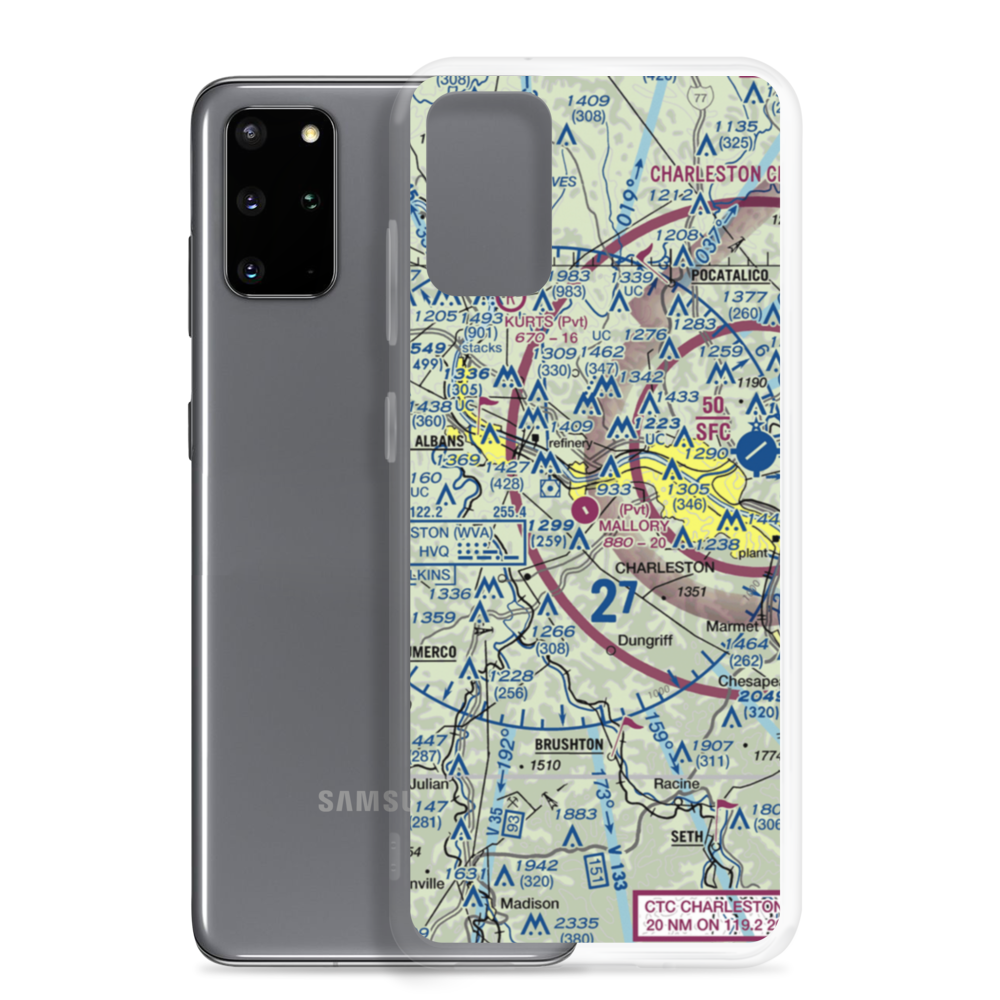 Mallory Airport (WV12) VFR Sectional Samsung Case Samsung Galaxy S20 Plus model shown