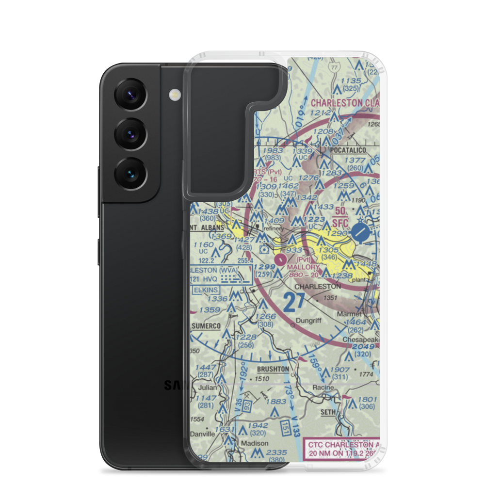 Mallory Airport (WV12) VFR Sectional Samsung Case Samsung Galaxy S22 model shown
