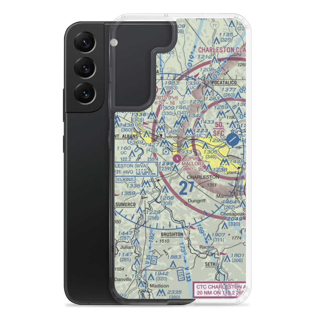 Mallory Airport (WV12) VFR Sectional Samsung Case Samsung Galaxy S22 Plus model shown