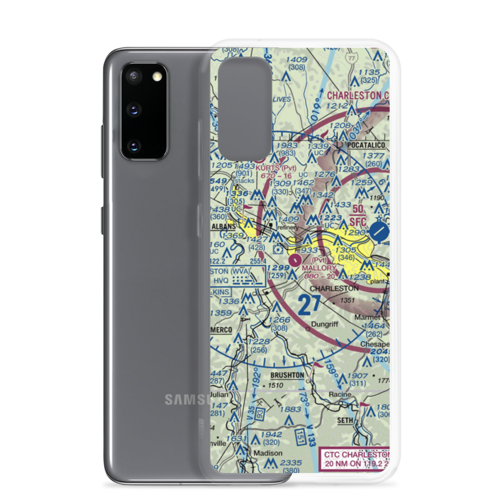 Mallory Airport (WV12) VFR Sectional Samsung Case Samsung Galaxy S20 model shown
