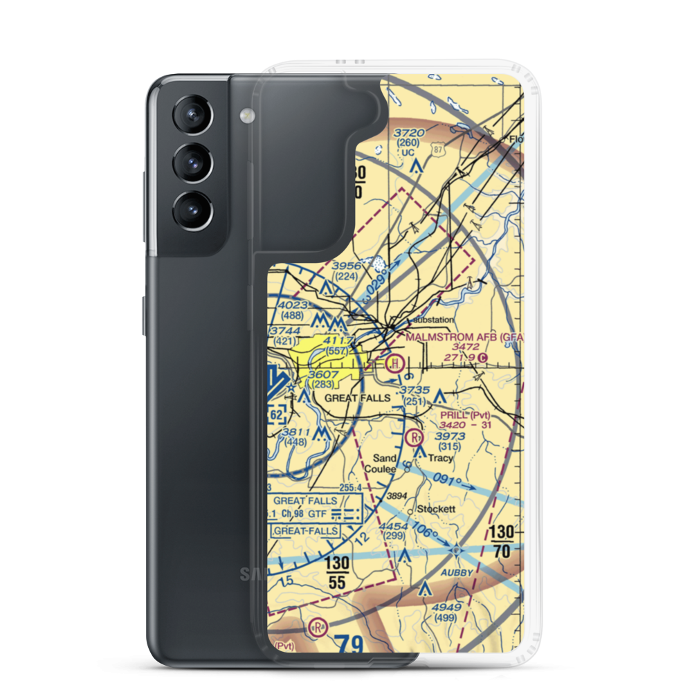 Malmstrom Air Force Base (GFA) VFR Sectional Samsung Case Samsung Galaxy S21 model shown
