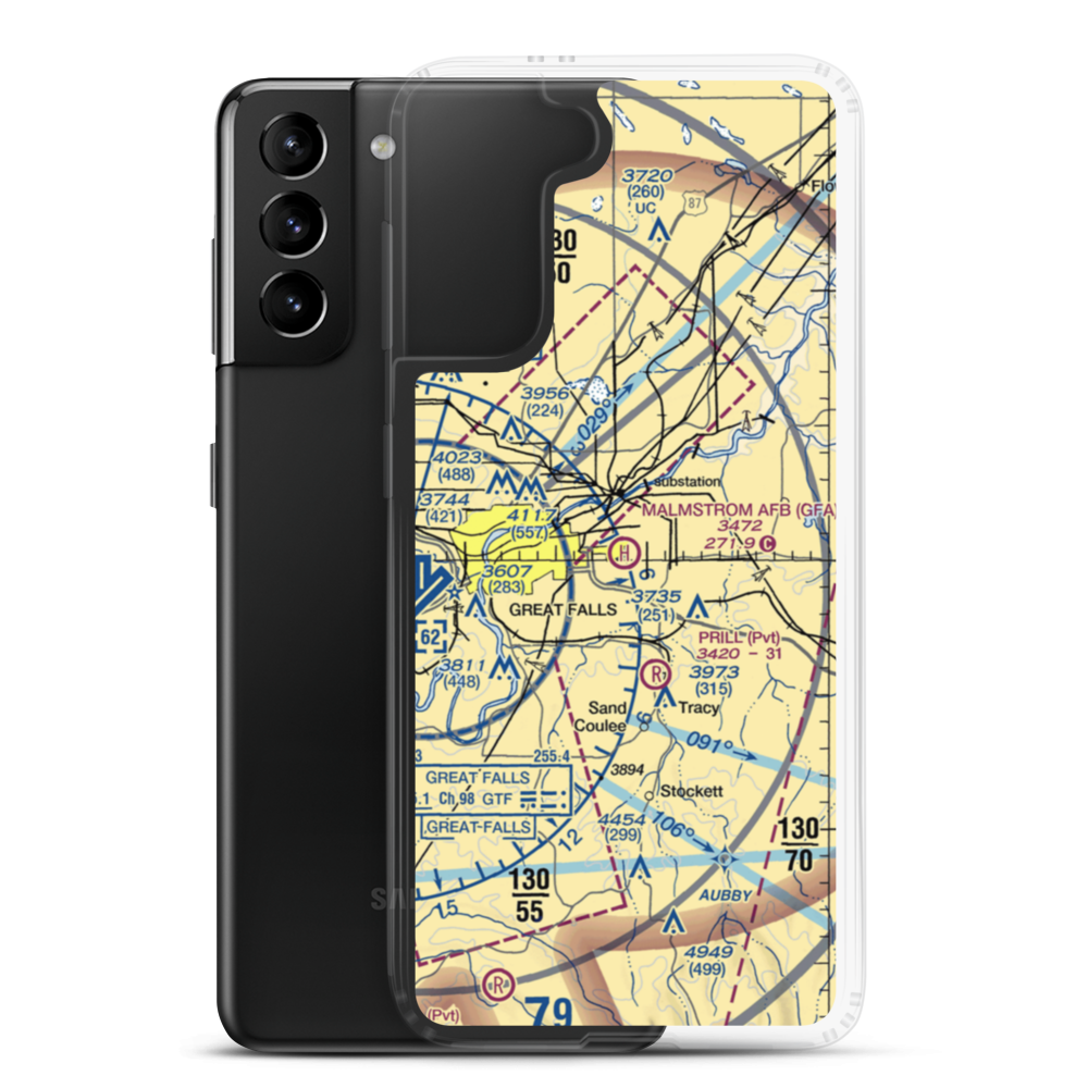 Malmstrom Air Force Base (GFA) VFR Sectional Samsung Case Samsung Galaxy S21 Plus model shown