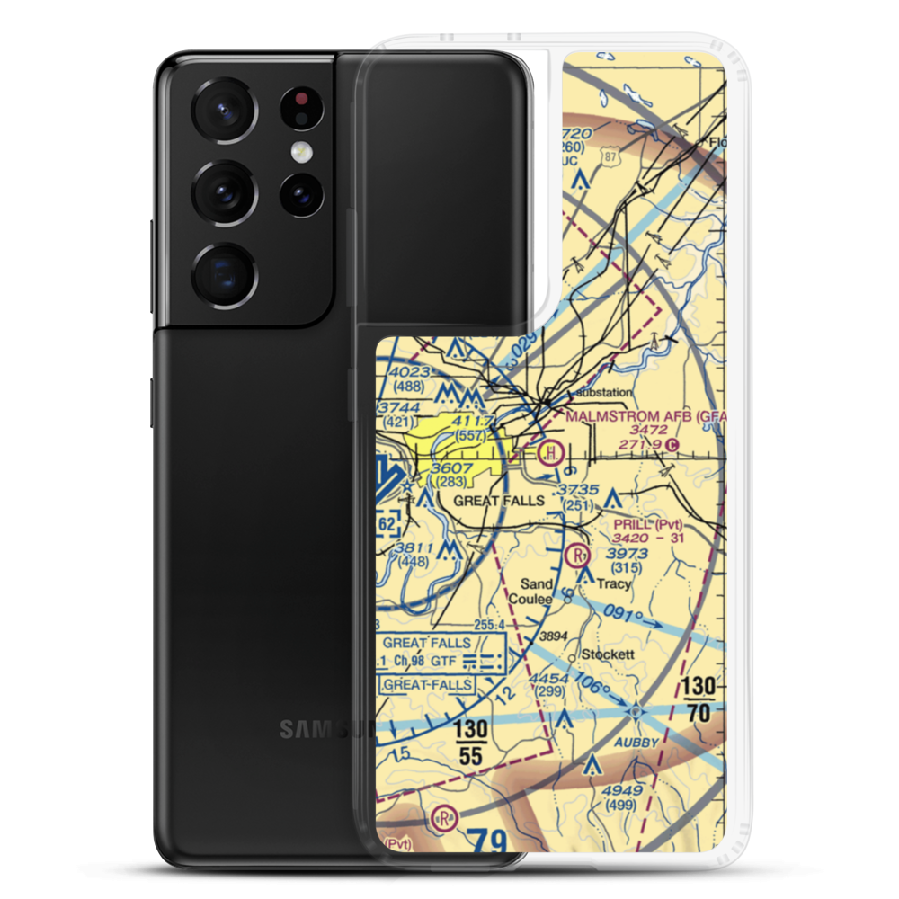 Malmstrom Air Force Base (GFA) VFR Sectional Samsung Case Samsung Galaxy S21 Ultra model shown