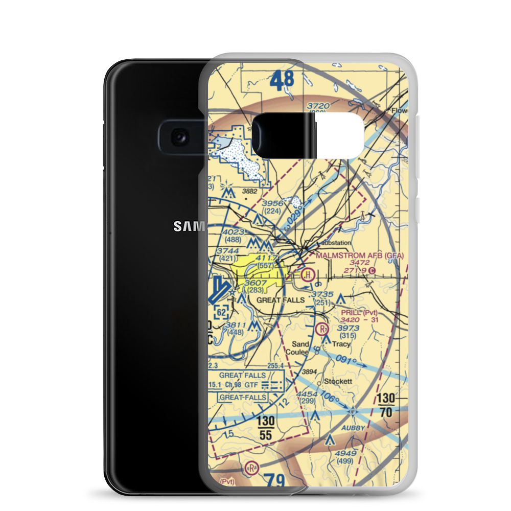 Malmstrom Air Force Base (GFA) VFR Sectional Samsung Case Samsung Galaxy S10e model shown