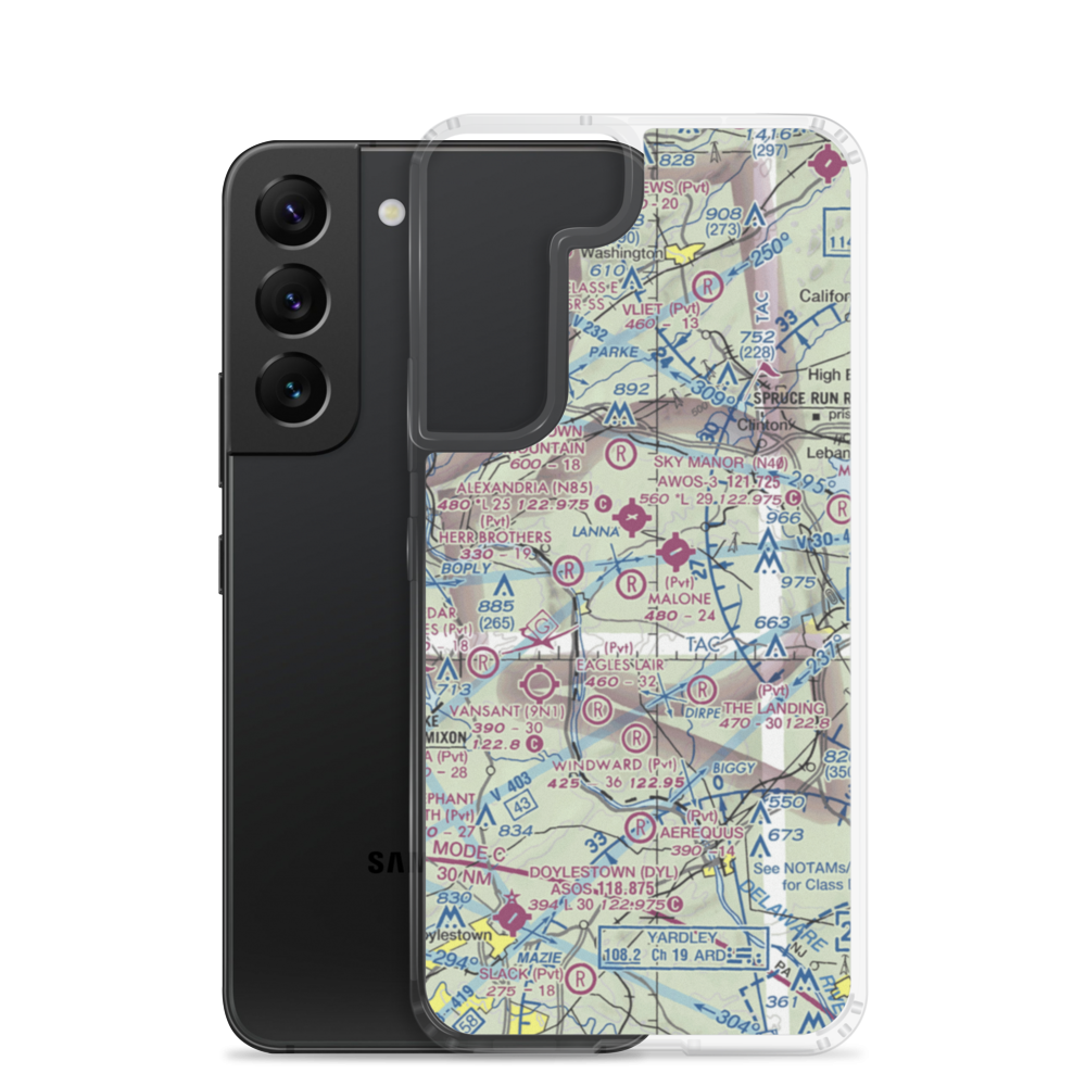 Malone Airport (NJ61) VFR Sectional Samsung Case Samsung Galaxy S22 model shown