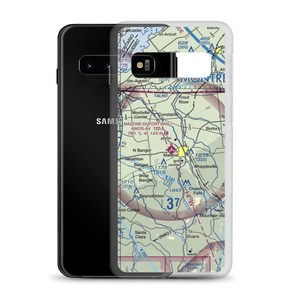 Malone Dufort Airport (MAL) VFR Sectional Samsung Case Samsung Galaxy S10 model shown
