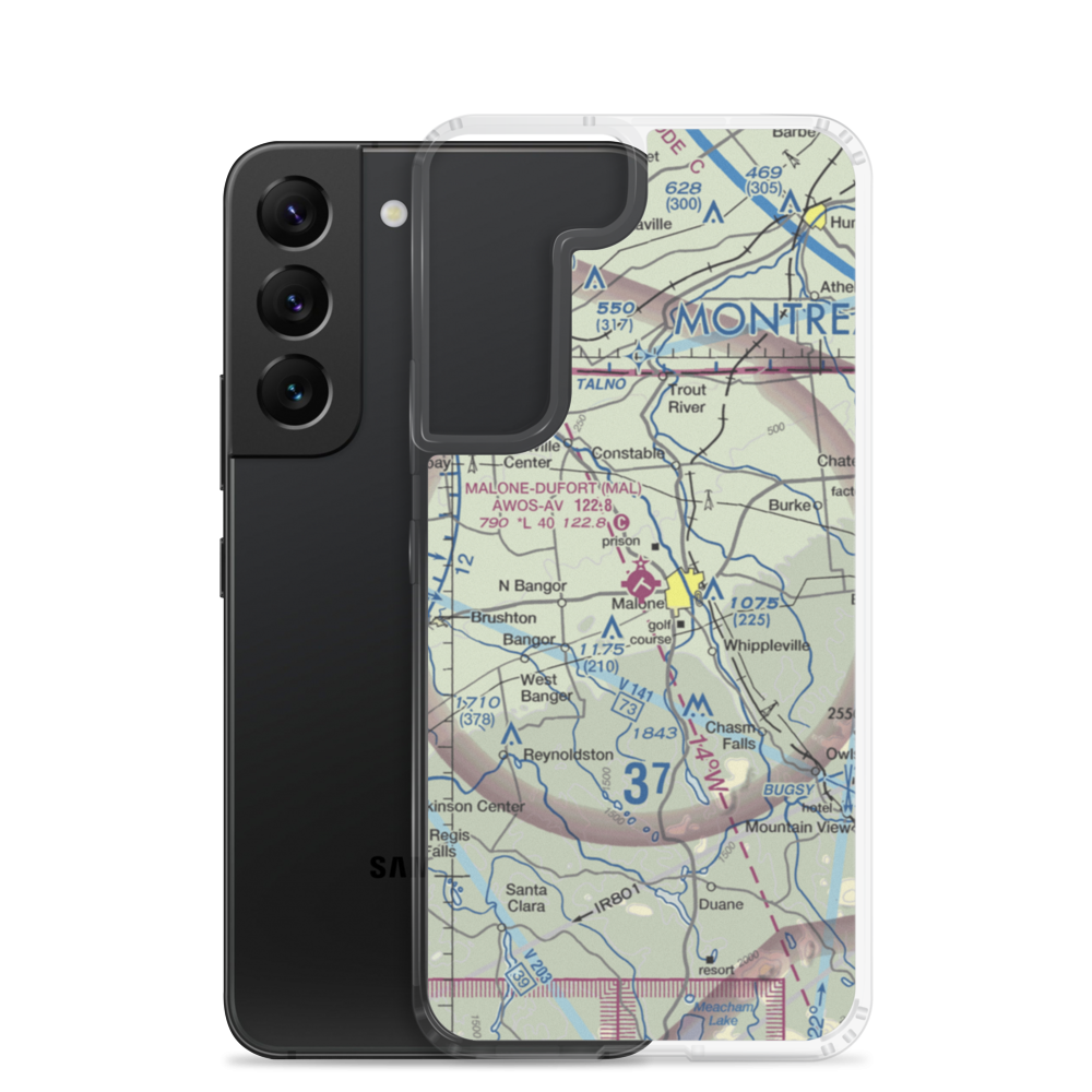 Malone Dufort Airport (MAL) VFR Sectional Samsung Case Samsung Galaxy S22 model shown