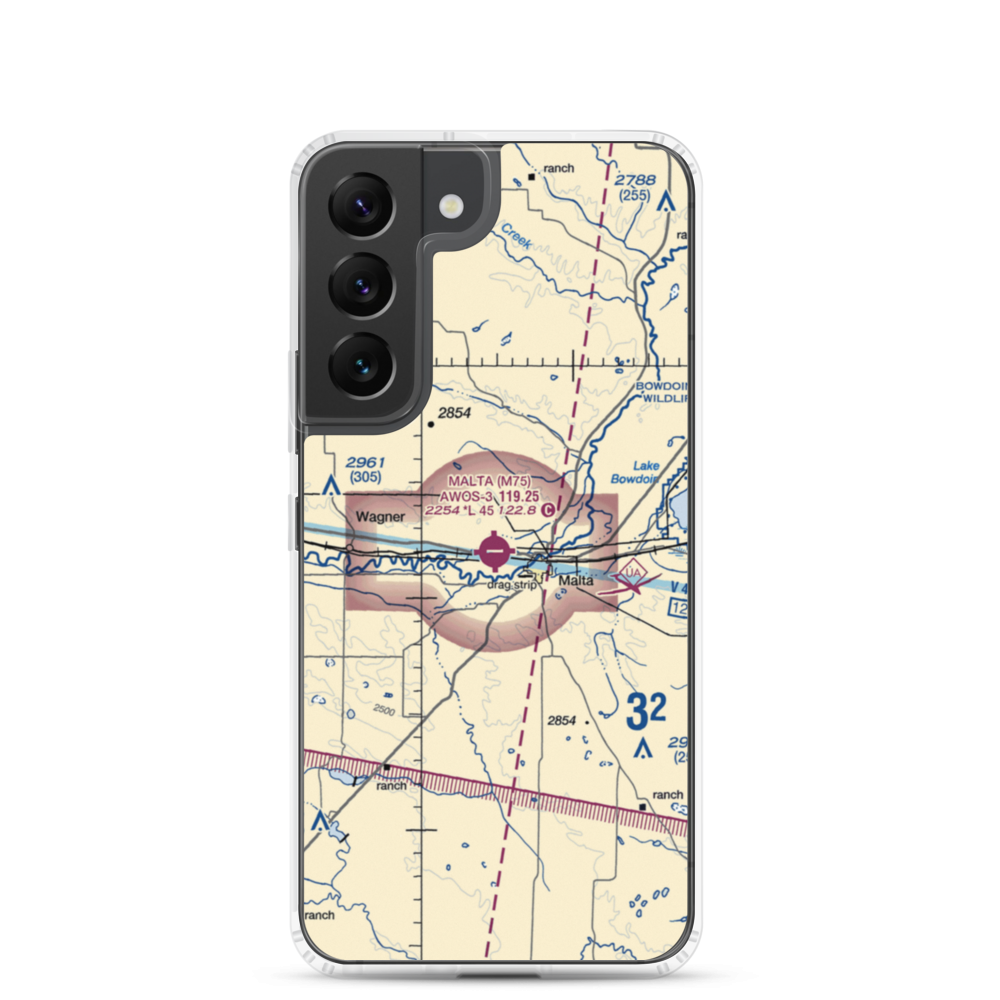 Malta Airport (M75) VFR Sectional Samsung Case Samsung Galaxy S22 model shown
