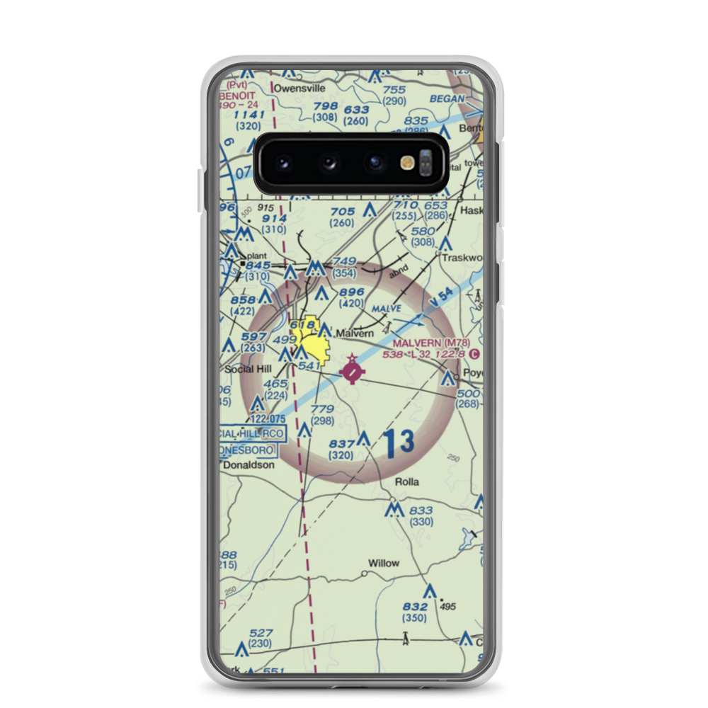 Malvern Municipal Airport (M78) VFR Sectional Samsung Case Samsung Galaxy S10 model shown
