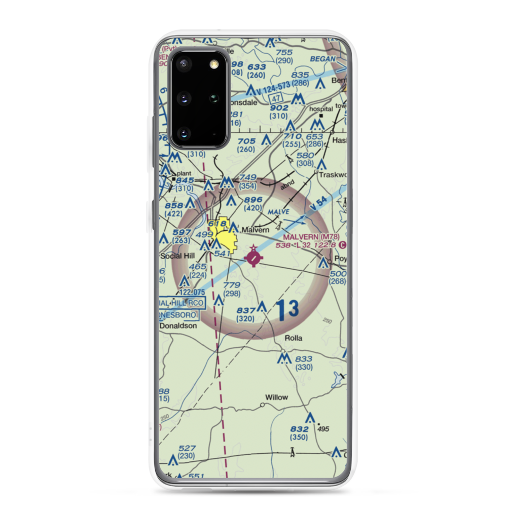 Malvern Municipal Airport (M78) VFR Sectional Samsung Case Samsung Galaxy S20 Plus model shown