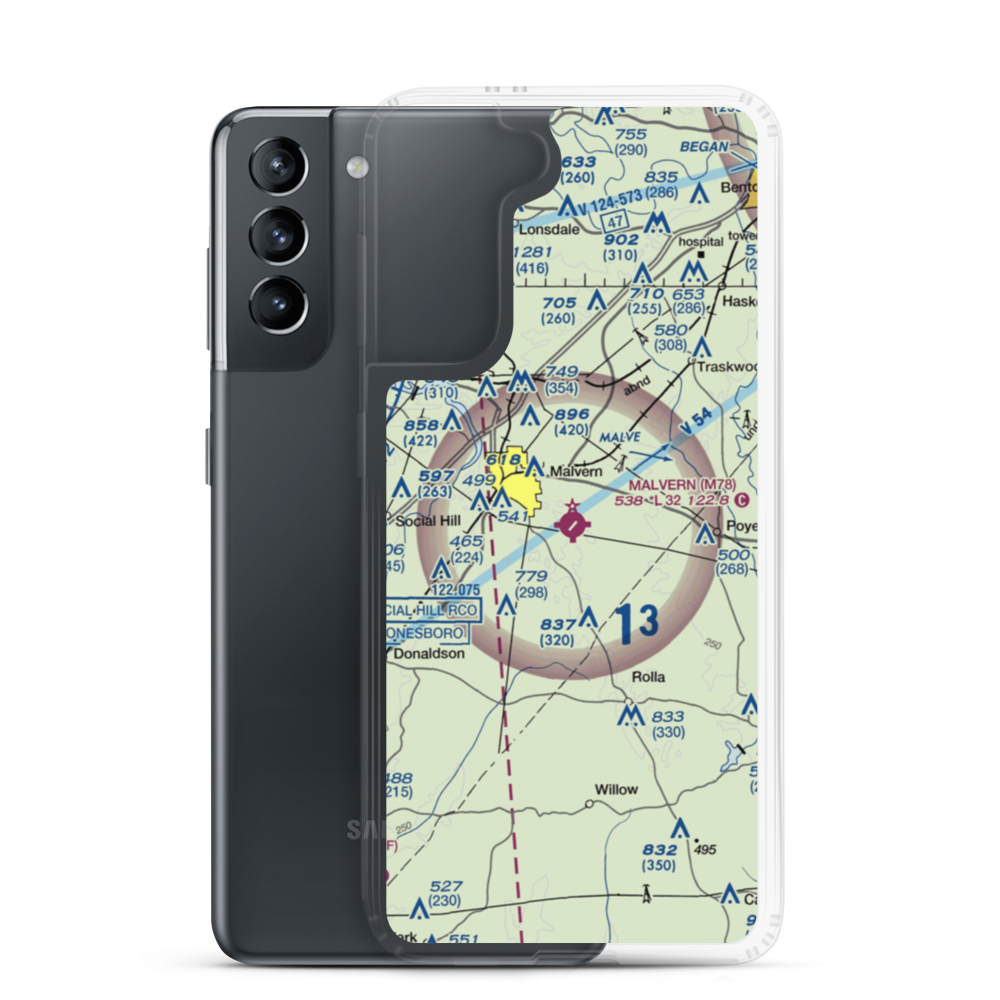 Malvern Municipal Airport (M78) VFR Sectional Samsung Case Samsung Galaxy S21 model shown