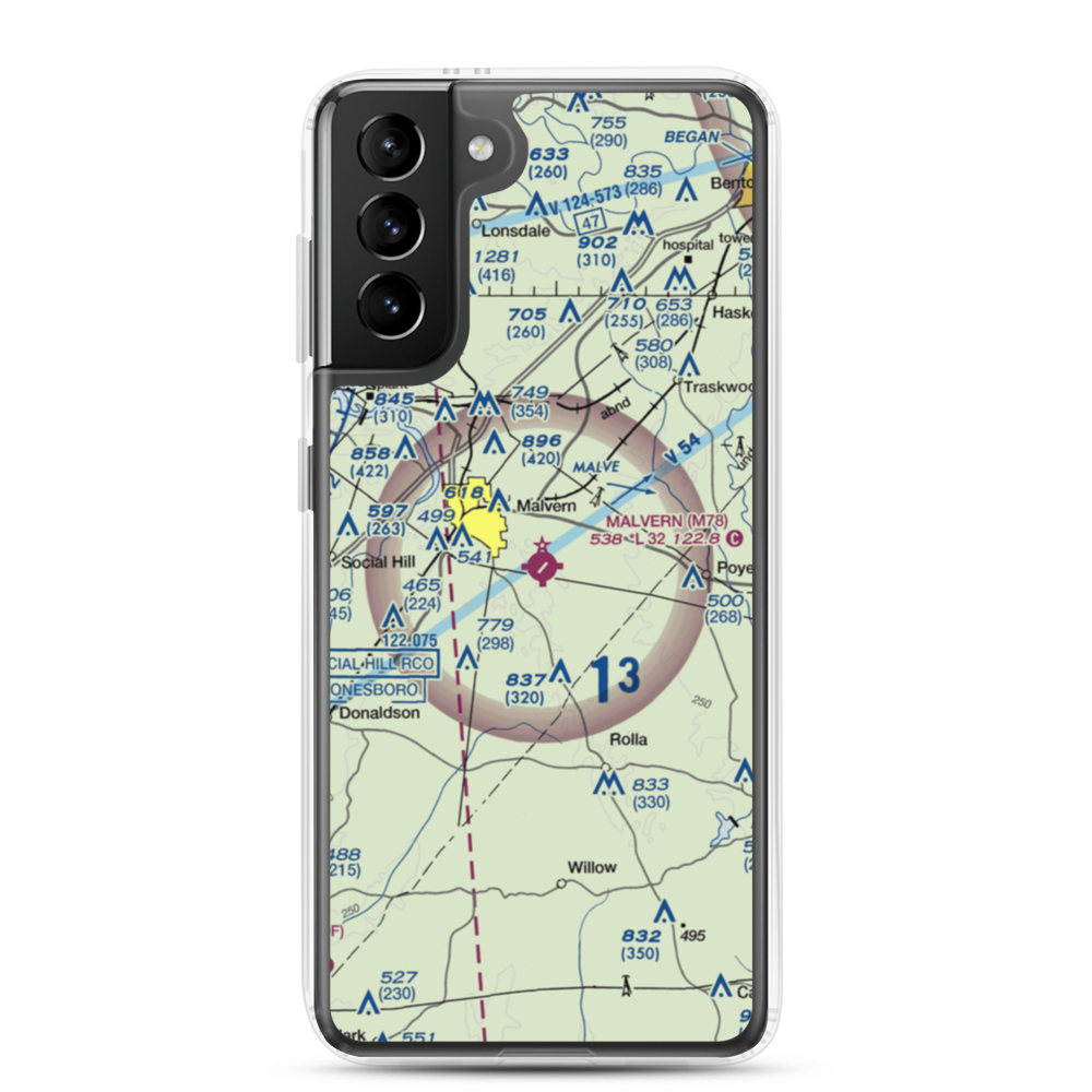 Malvern Municipal Airport (M78) VFR Sectional Samsung Case Samsung Galaxy S21 Plus model shown