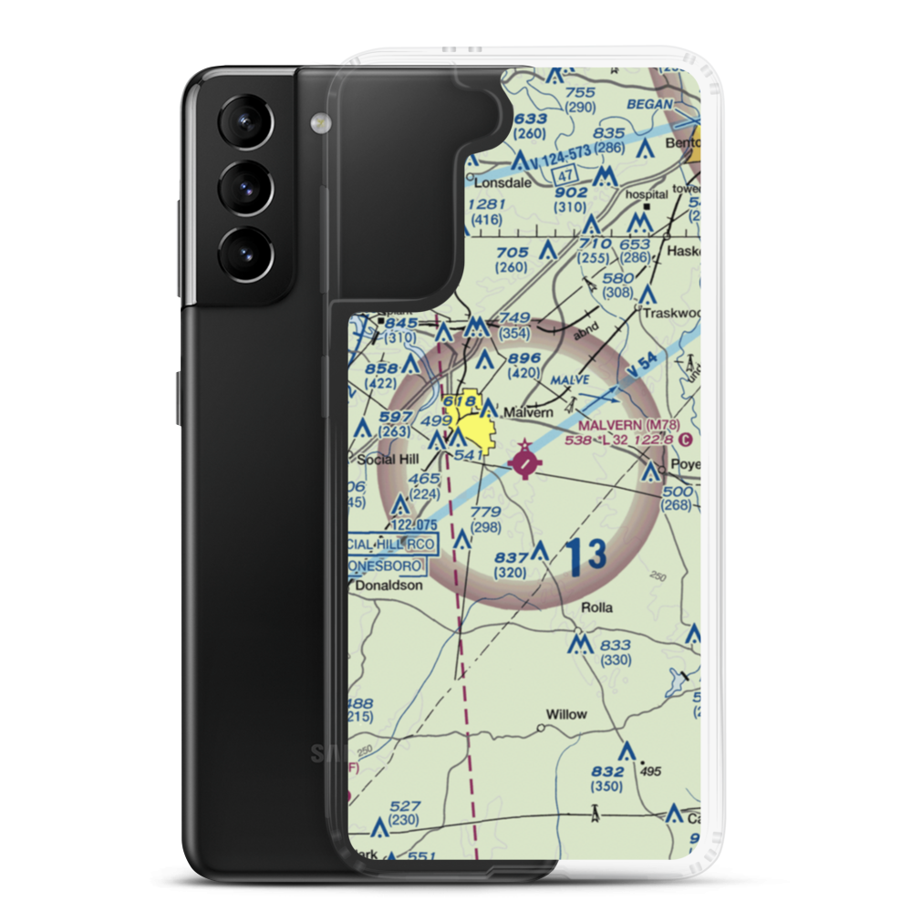 Malvern Municipal Airport (M78) VFR Sectional Samsung Case Samsung Galaxy S21 Plus model shown