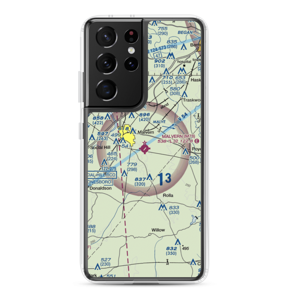 Malvern Municipal Airport (M78) VFR Sectional Samsung Case Samsung Galaxy S21 Ultra model shown