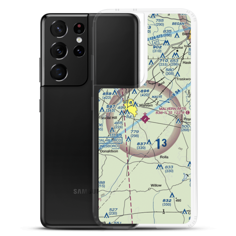 Malvern Municipal Airport (M78) VFR Sectional Samsung Case Samsung Galaxy S21 Ultra model shown