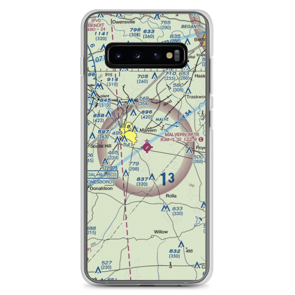 Malvern Municipal Airport (M78) VFR Sectional Samsung Case Samsung Galaxy S10+ model shown