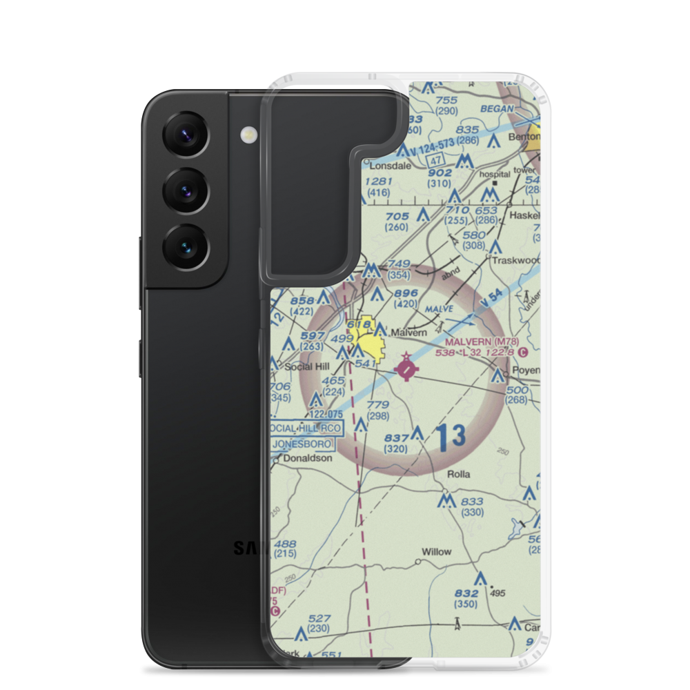 Malvern Municipal Airport (M78) VFR Sectional Samsung Case Samsung Galaxy S22 model shown