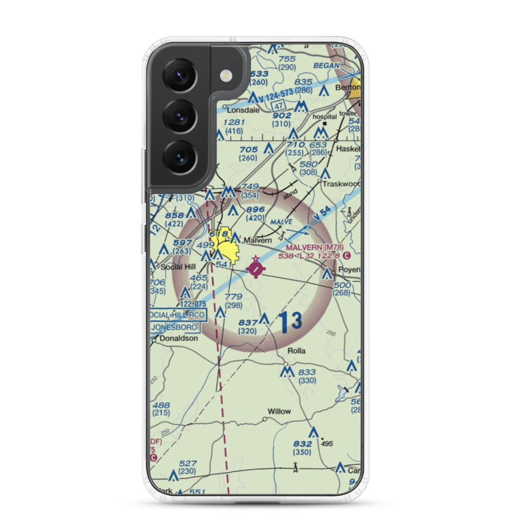 Malvern Municipal Airport (M78) VFR Sectional Samsung Case Samsung Galaxy S22 Plus model shown