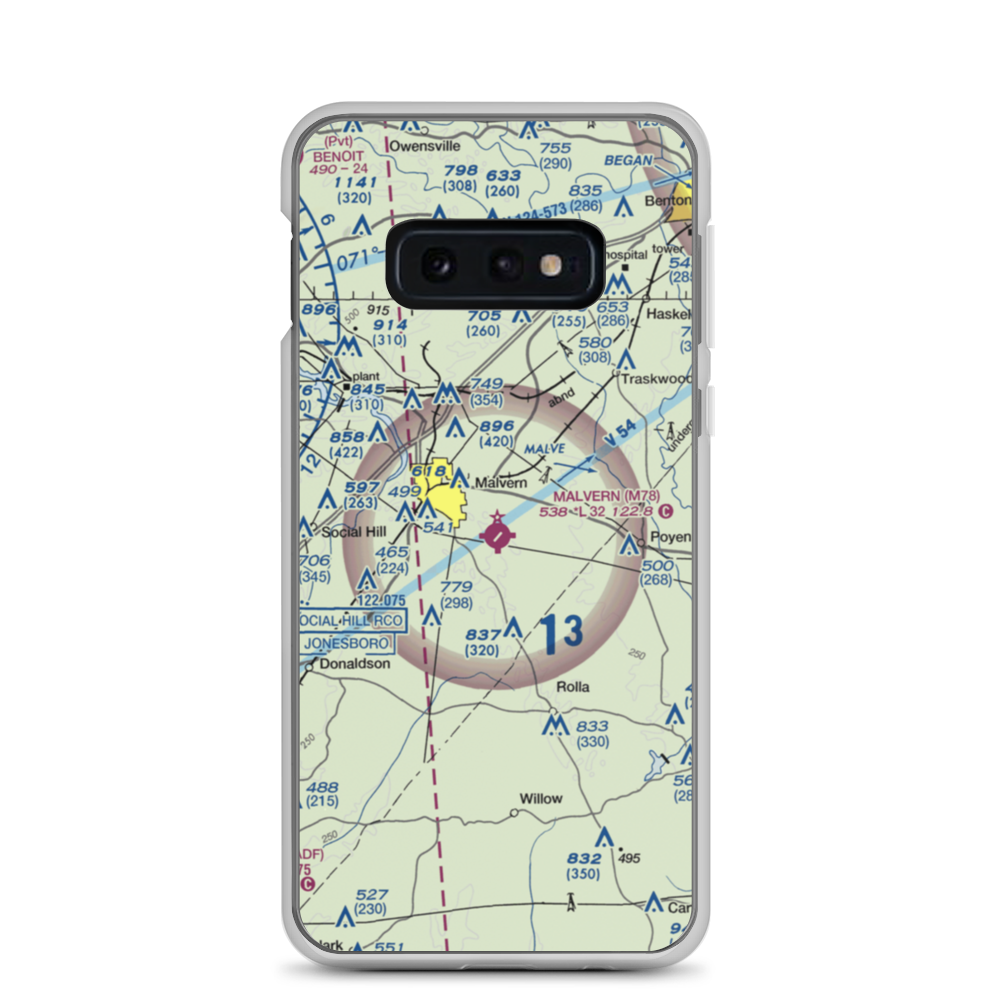 Malvern Municipal Airport (M78) VFR Sectional Samsung Case Samsung Galaxy S10e model shown
