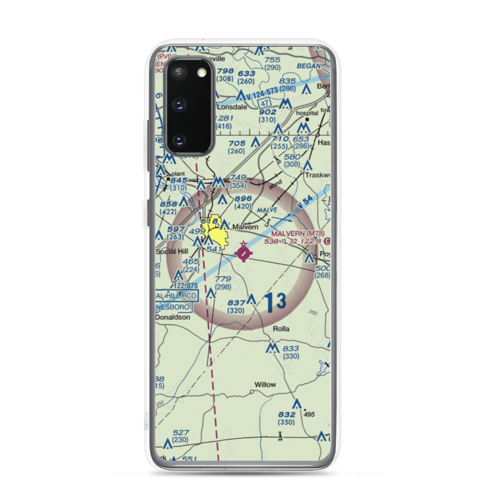Malvern Municipal Airport (M78) VFR Sectional Samsung Case Samsung Galaxy S20 model shown