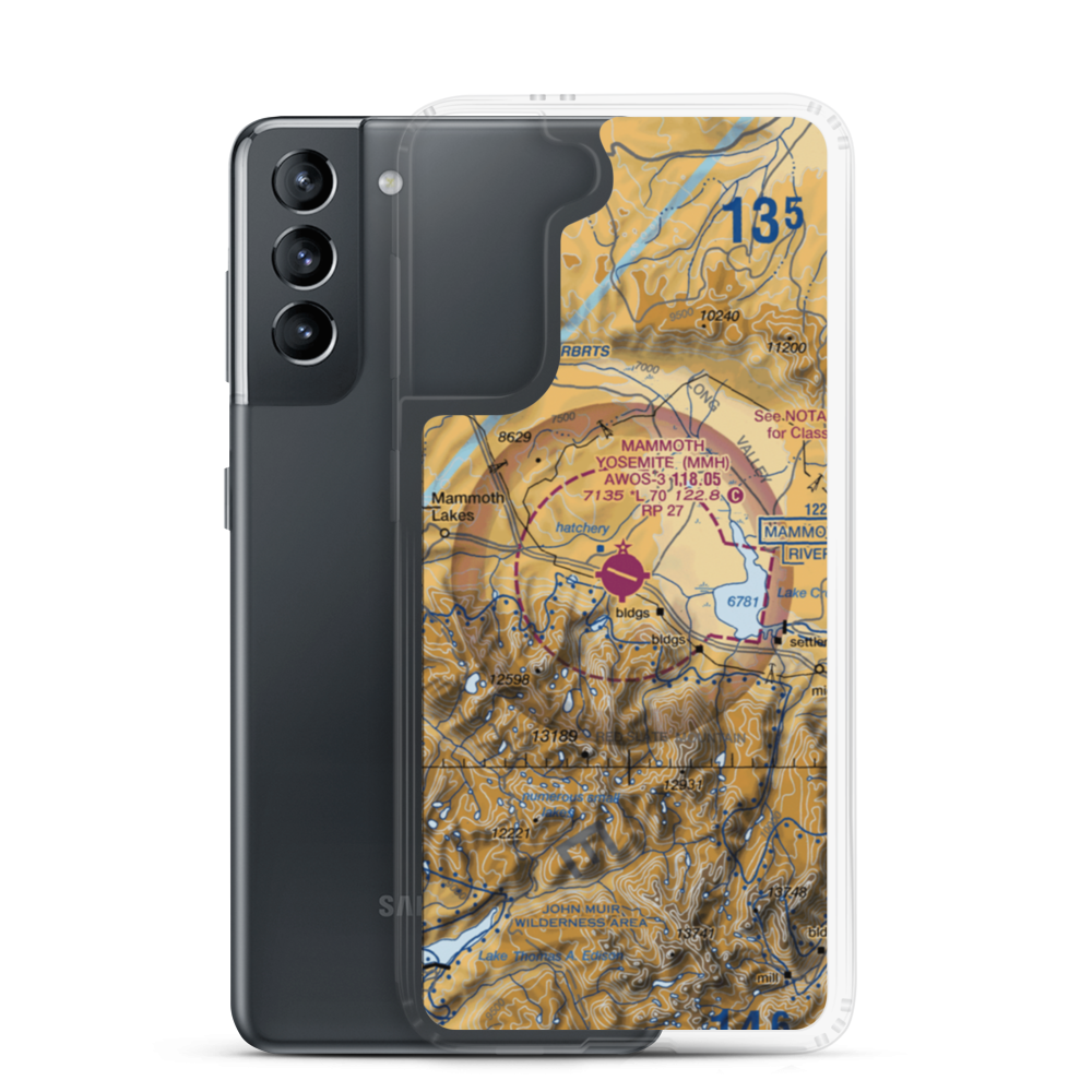Mammoth Yosemite Airport (MMH) VFR Sectional Samsung Case Samsung Galaxy S21 model shown