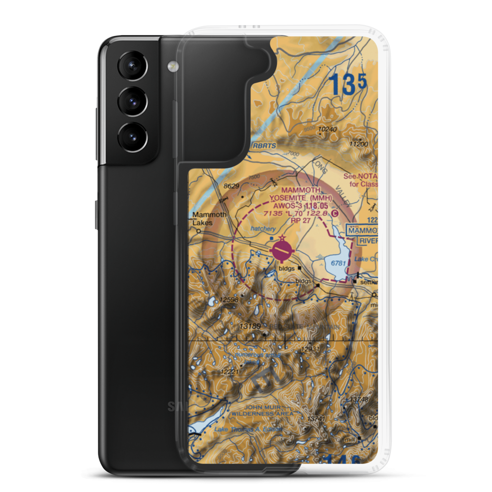 Mammoth Yosemite Airport (MMH) VFR Sectional Samsung Case Samsung Galaxy S21 Plus model shown