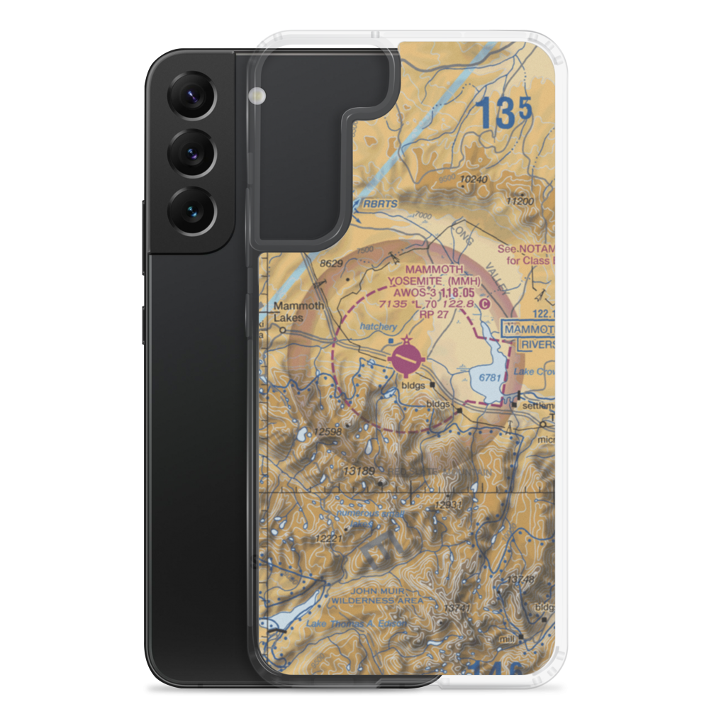Mammoth Yosemite Airport (MMH) VFR Sectional Samsung Case Samsung Galaxy S22 Plus model shown