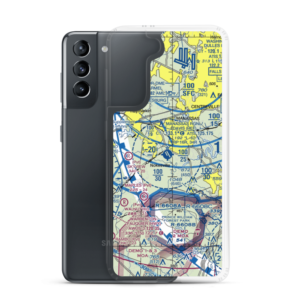 Manassas Regional Airport/Harry P. Davis Field (HEF) VFR Sectional Samsung Case Samsung Galaxy S21 model shown
