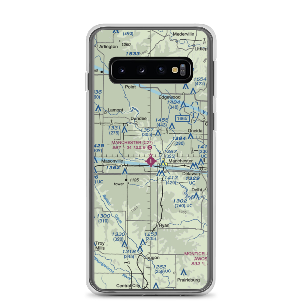 Manchester Municipal Airport (C27) VFR Sectional Samsung Case Samsung Galaxy S10 model shown