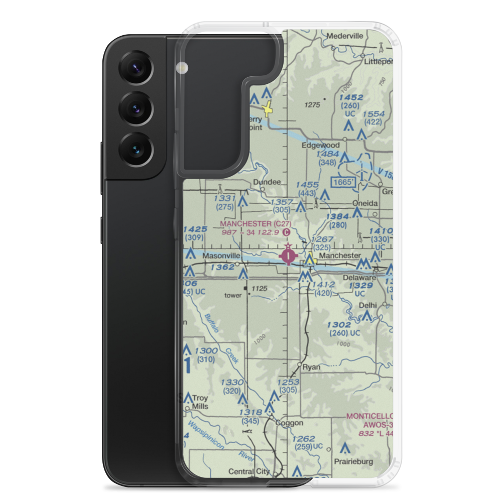 Manchester Municipal Airport (C27) VFR Sectional Samsung Case Samsung Galaxy S22 Plus model shown