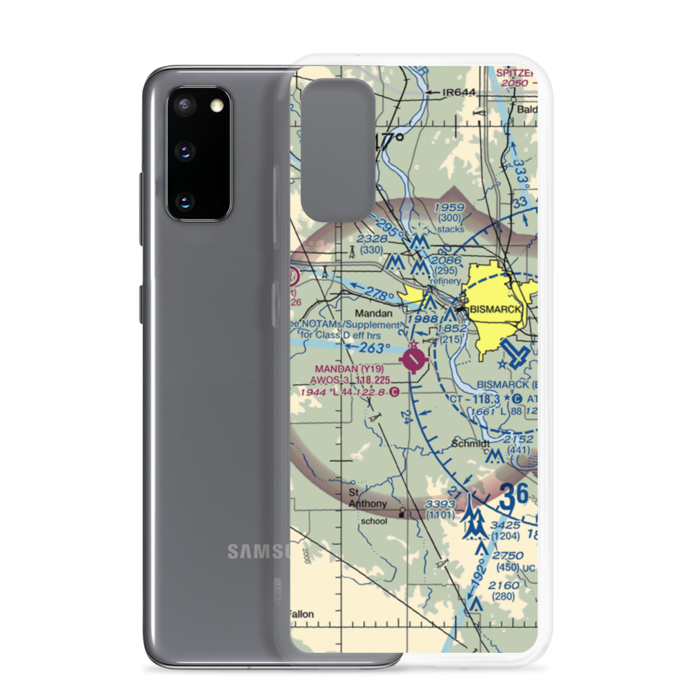 Mandan Municipal Airport (Y19) VFR Sectional Samsung Case Samsung Galaxy S20 model shown