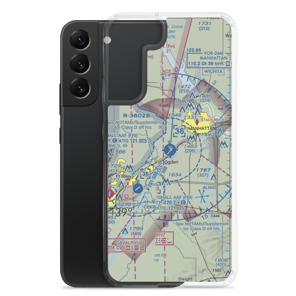 Manhattan Regional Airport (MHK) VFR Sectional Samsung Case Samsung Galaxy S22 Plus model shown