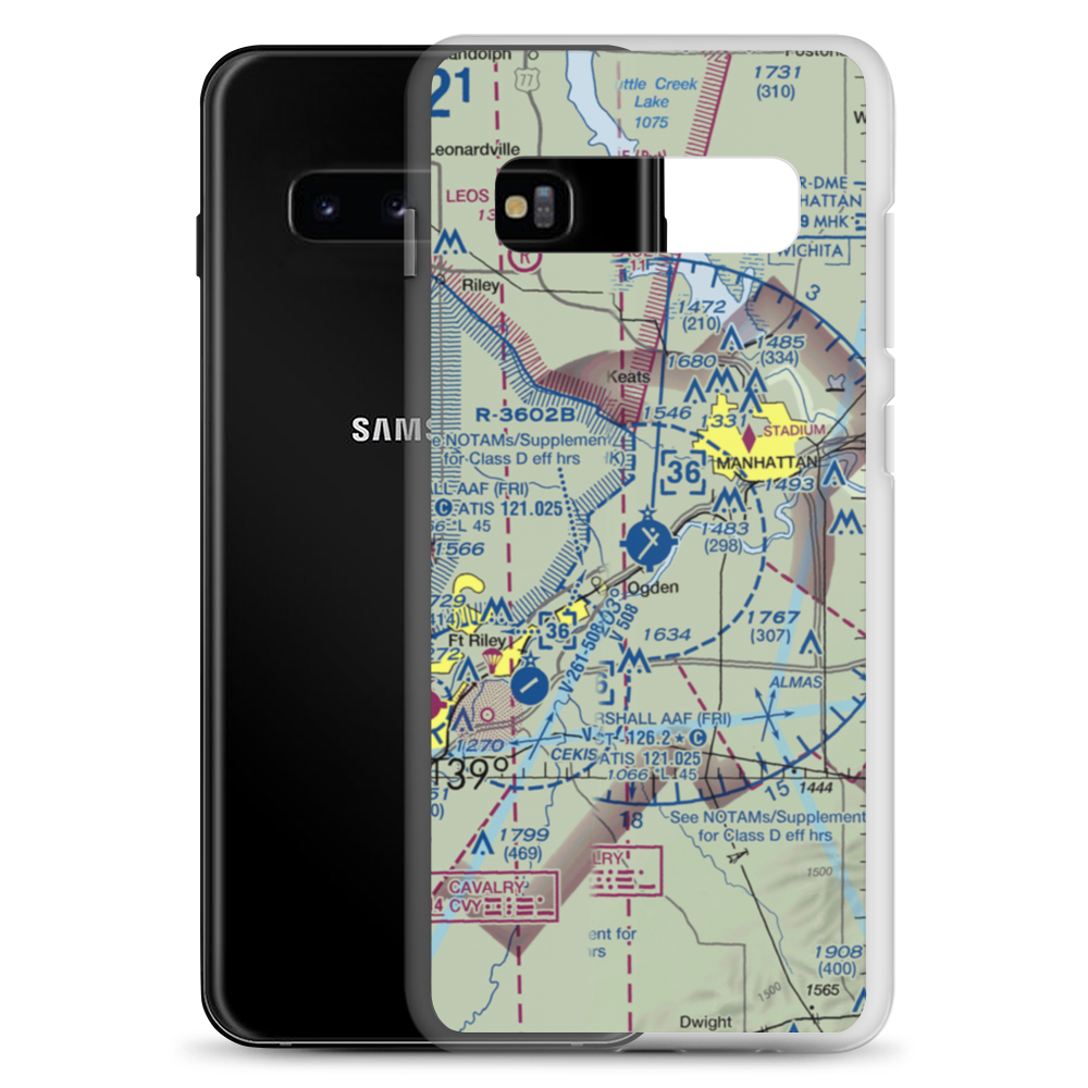 Manhattan Regional Airport (MHK) VFR Sectional Samsung Case Samsung Galaxy S10+ model shown