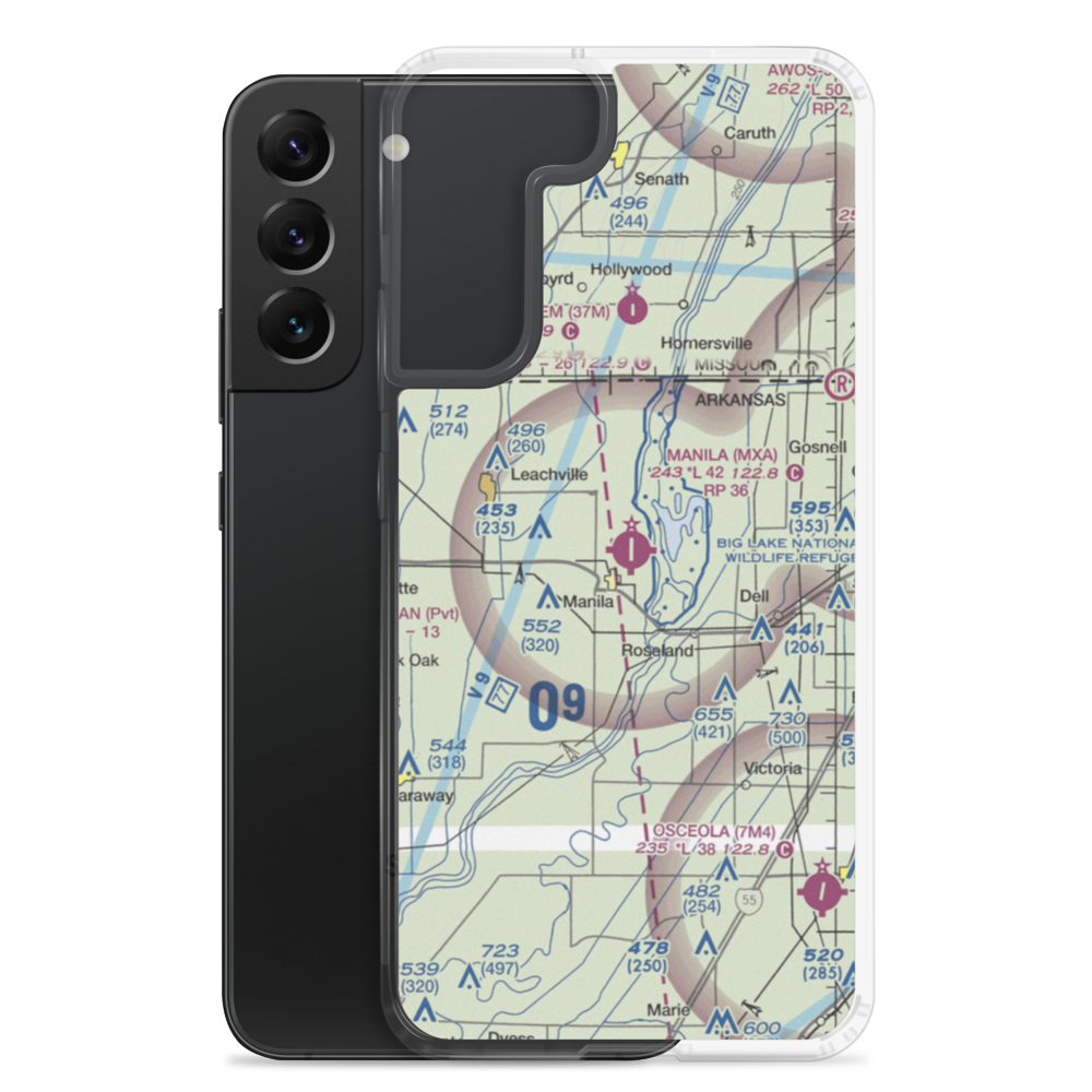 Manila Municipal Airport (MXA) VFR Sectional Samsung Case Samsung Galaxy S22 Plus model shown