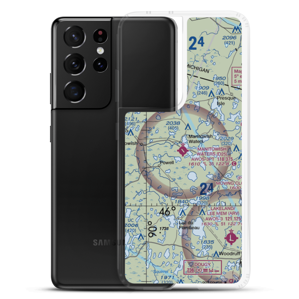 Manitowish Waters Airport (D25) VFR Sectional Samsung Case Samsung Galaxy S21 Ultra model shown