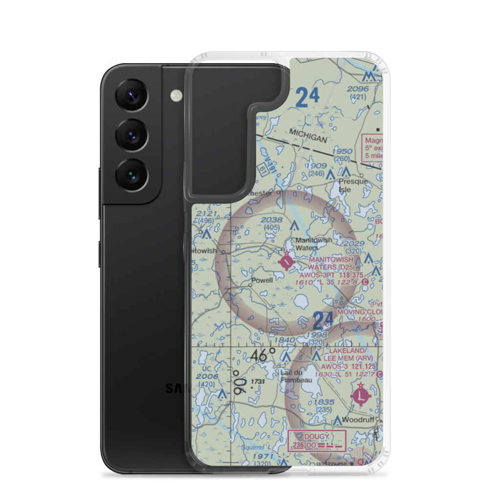 Manitowish Waters Airport (D25) VFR Sectional Samsung Case Samsung Galaxy S22 model shown