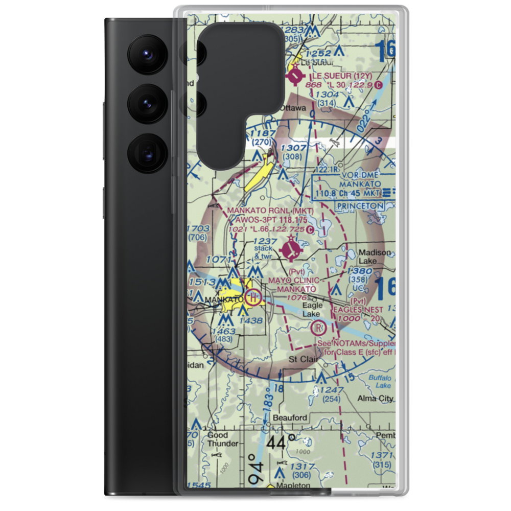 Mankato Regional Airport (MKT) VFR Sectional Samsung Case Samsung Galaxy S22 Ultra model shown