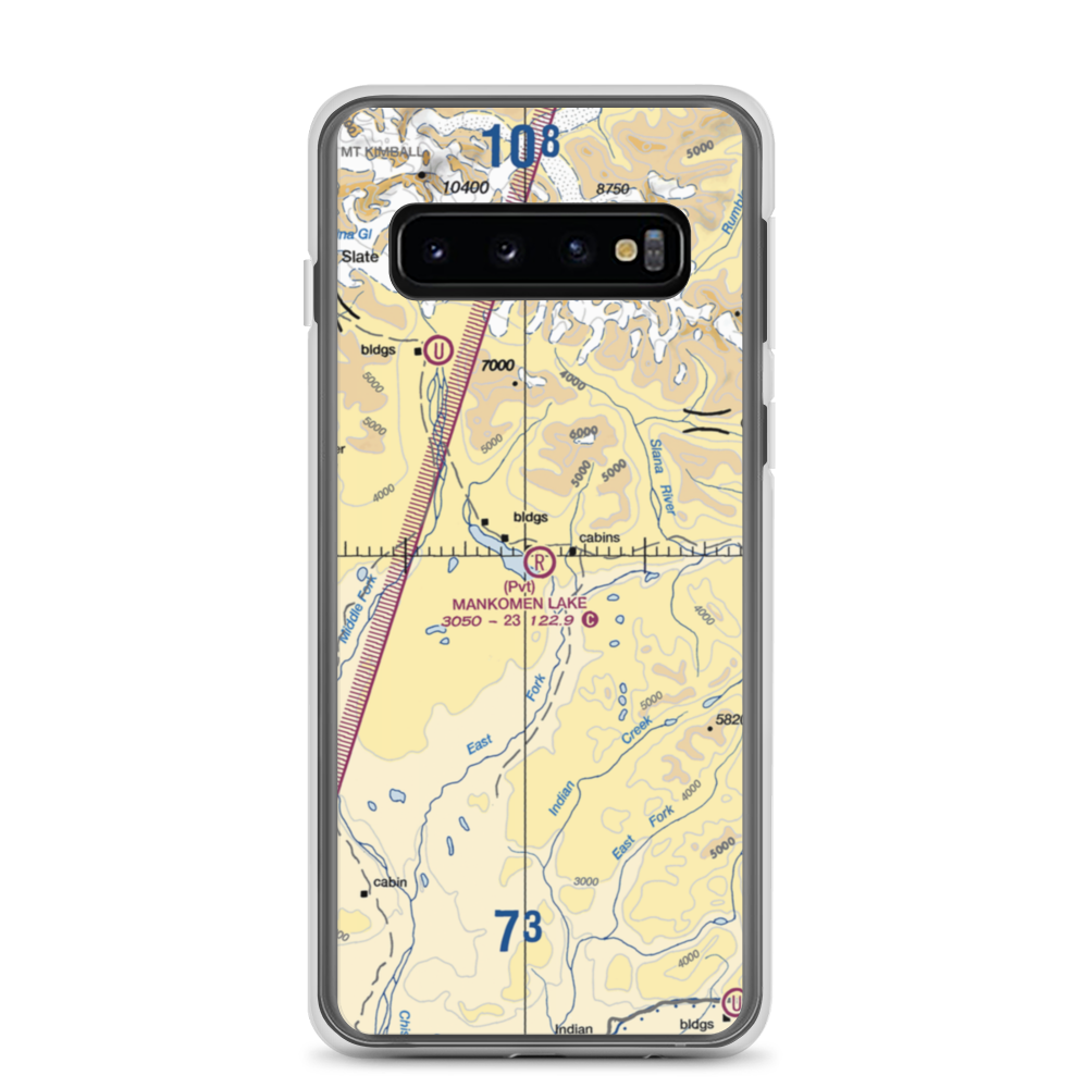 Mankomen Lake Airport (4AK5) VFR Sectional Samsung Case Samsung Galaxy S10 model shown
