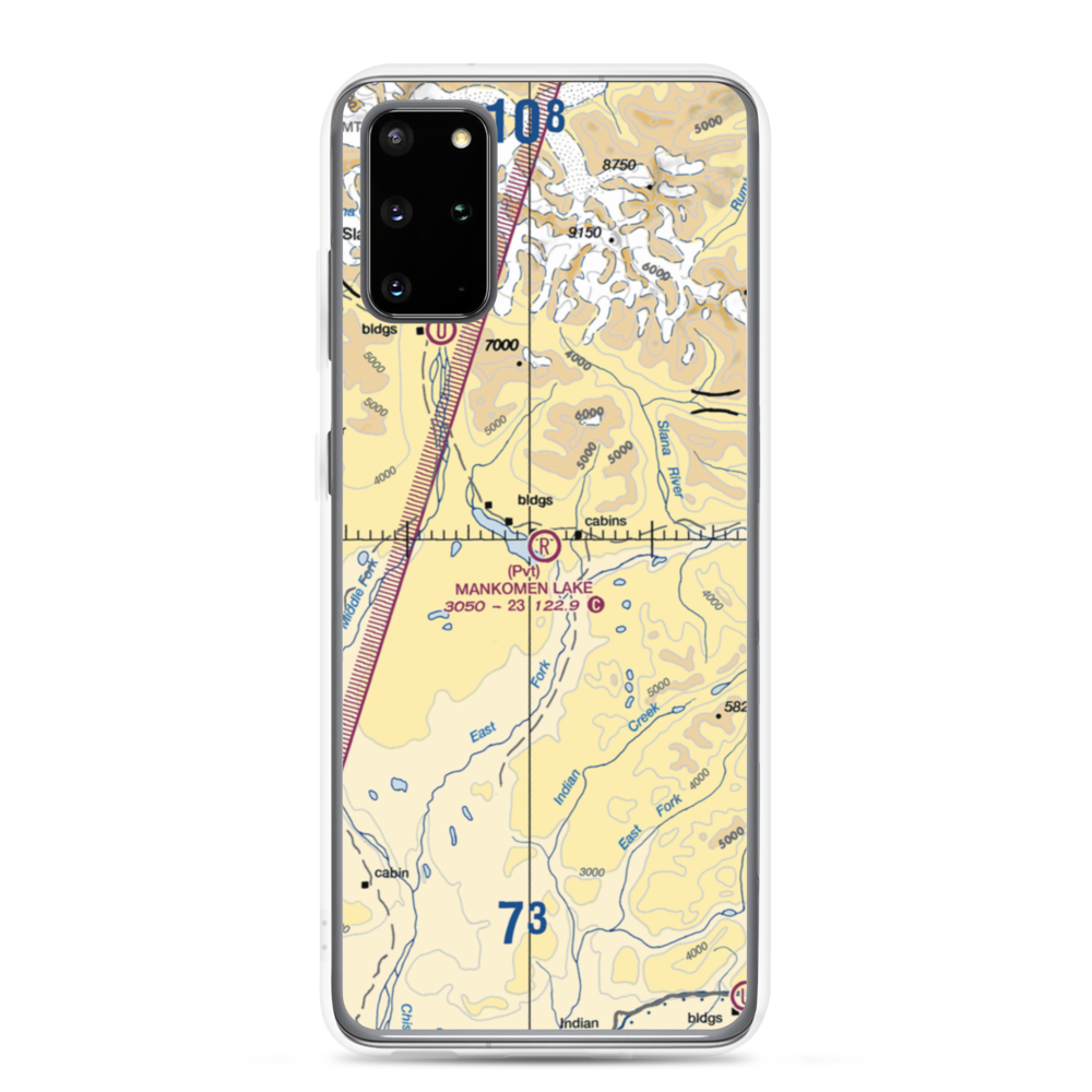 Mankomen Lake Airport (4AK5) VFR Sectional Samsung Case Samsung Galaxy S20 Plus model shown